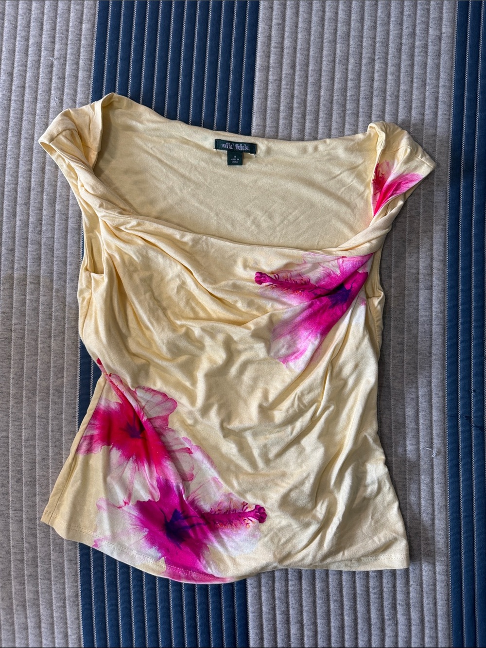 Yellow Floral Cowl Neck Tank
